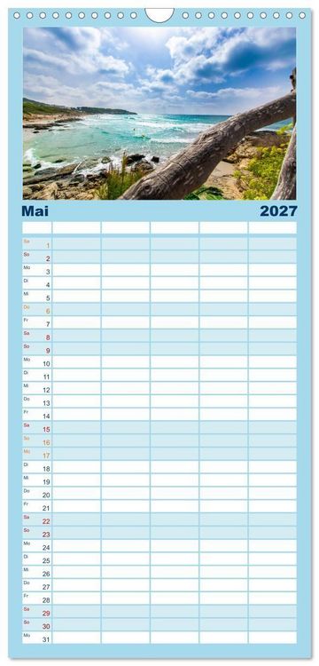 Produktbild: Familienplaner 2027 - Menorca - die kleine Schwester von Mallorca mit 5 Spalten (Wandkalender, 21 x 45 cm) CALVENDO