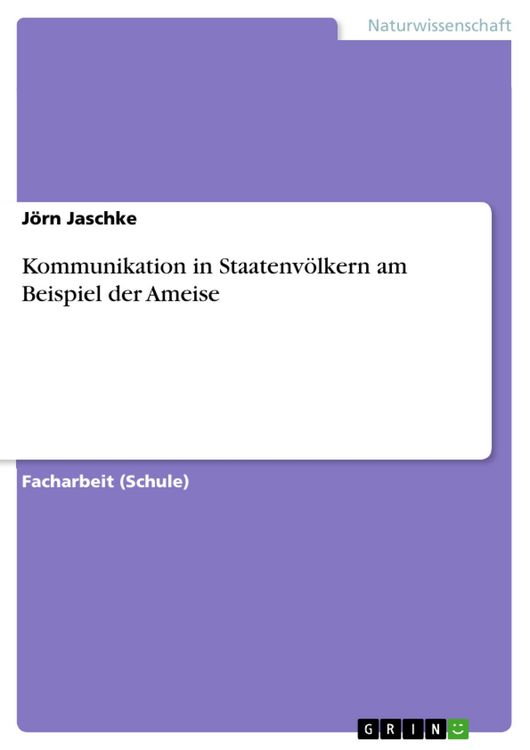 Produktbild: Kommunikation in Staatenv&ouml;lkern am Beispiel der Ameise