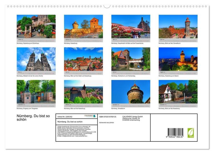 Produktbild: N&uuml;rnberg. Du bist so sch&ouml;n (hochwertiger Premium Wandkalender 2027 DIN A2 quer), Kunstdruck in Hochglanz