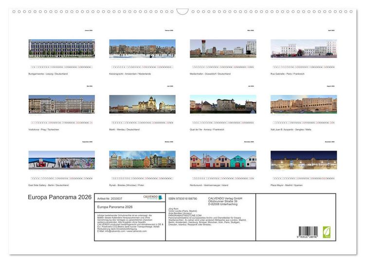Produktbild: Europa Panorama 2026 (Wandkalender 2026 DIN A2 quer), CALVENDO Monatskalender