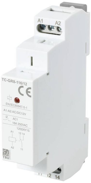 Produktbild: TRU COMPONENTS TC-GR8-116/12 Hilfsschalter 1 Wechsler 12 V/AC, 12 V/DC 16A 1St.