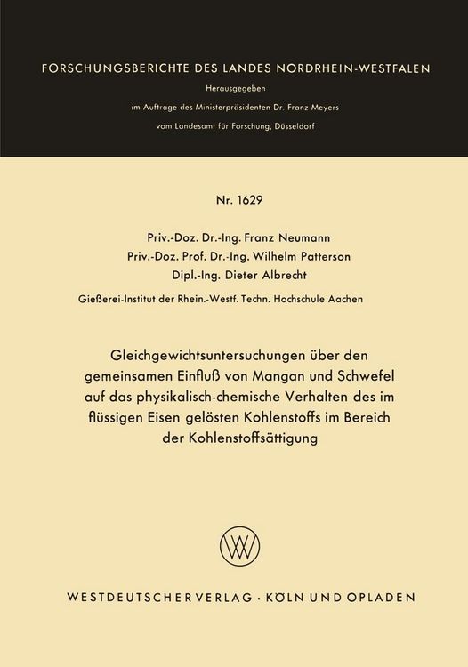 Produktbild: Gleichgewichtsuntersuchungen &uuml;ber den gemeinsamen Einflu&szlig; von Mangan und Schwefel auf das physikalisch-chemische Verhalten des im fl&uuml;ssigen Eisen gel&ouml;