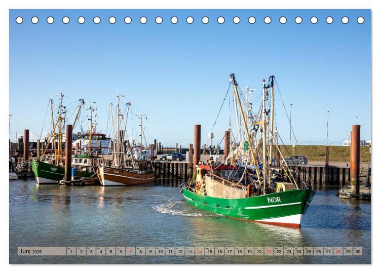 Produktbild: Norddeich Spaziergang vom Hafen bis zum Strand (Tischkalender 2026 DIN A5 quer), CALVENDO Monatskalender