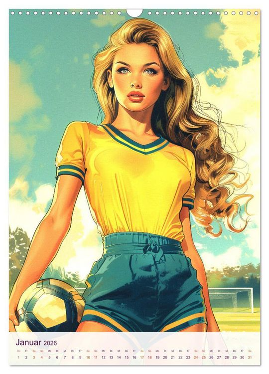 Produktbild: Frauenfu&szlig;ball - Old School Poster Style (Wandkalender 2026 DIN A3 hoch), CALVENDO Monatskalender