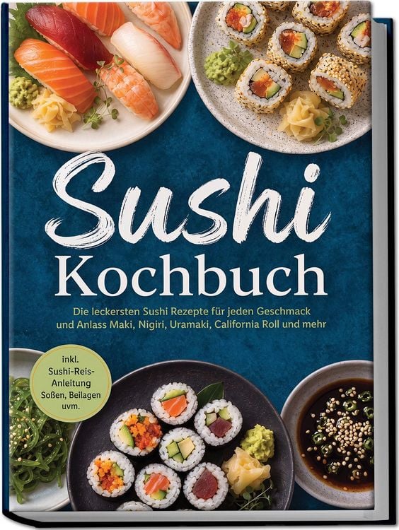 Produktbild: Sushi Kochbuch: Die leckersten Sushi Rezepte f&uuml;r jeden Geschmack und Anlass &ndash; Maki, Nigiri, Uramaki, California Roll und mehr &ndash; inkl. Sushi-Reis-Anleitung, So&szlig;en, Beilagen uvm.