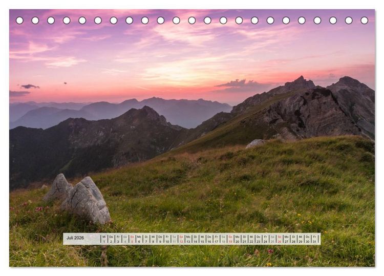 Produktbild: Berge im Licht der Sonne (Tischkalender 2026 DIN A5 quer), CALVENDO Monatskalender