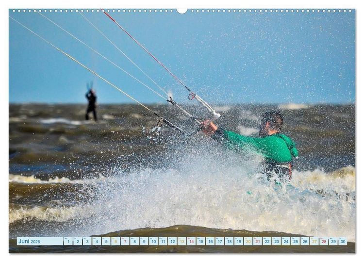 Produktbild: Kitesurfen - Wasser, Wind und coole Typen (Wandkalender 2026 DIN A2 quer), CALVENDO Monatskalender