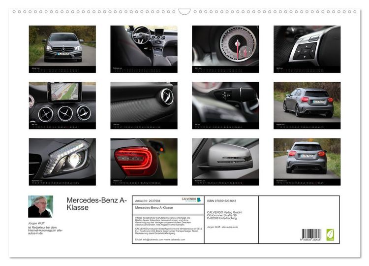 Produktbild: Mercedes-Benz A-Klasse (Wandkalender 2026 DIN A2 quer), CALVENDO Monatskalender