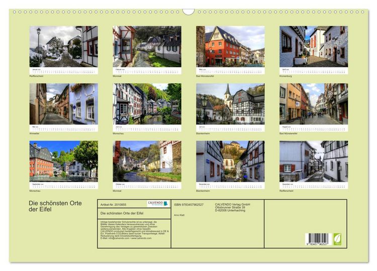 Produktbild: Die sch&ouml;nsten Orte der Eifel (Wandkalender 2026 DIN A2 quer), CALVENDO Monatskalender