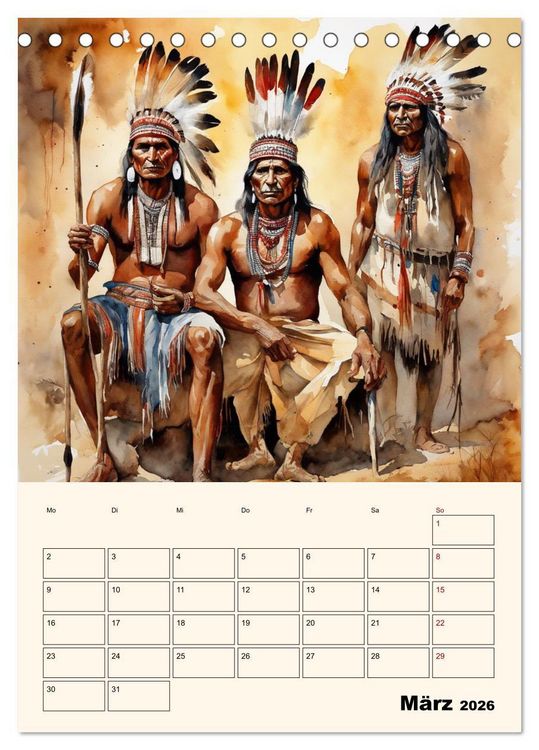 Produktbild: Indianische Kultur (Tischkalender 2026 DIN A5 hoch), CALVENDO Monatskalender