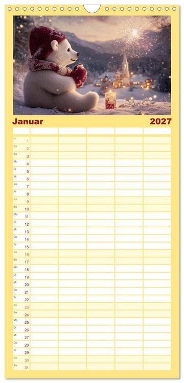 Produktbild: Familienplaner 2027 - Kleiner Eisb&auml;r und die gro&szlig;e Welt mit 5 Spalten (Wandkalender, 21 x 45 cm) CALVENDO