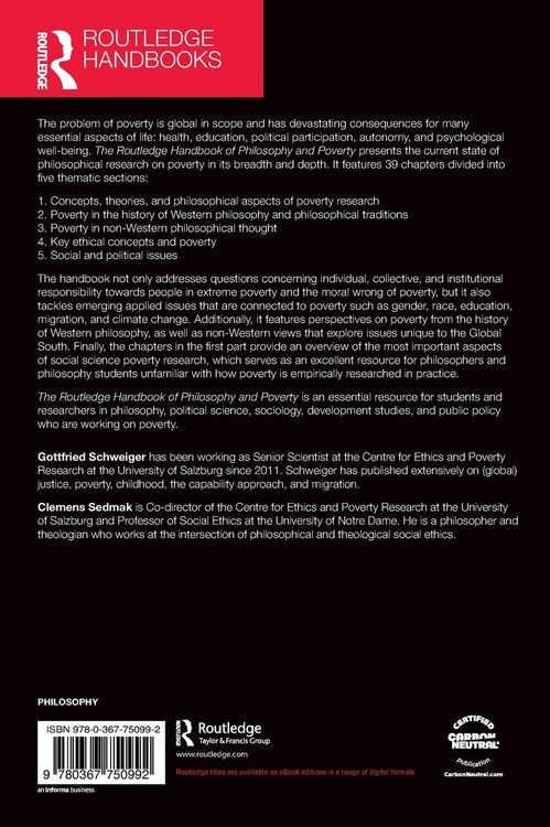 Produktbild: The Routledge Handbook of Philosophy and Poverty