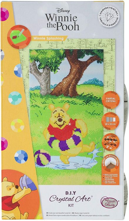 Produktbild: Craft Buddy CAK-DNY953TT - Crystal Art, Winnie Splashing, Kit, Teil 3 des Triptych, 40 x 22 cm cm