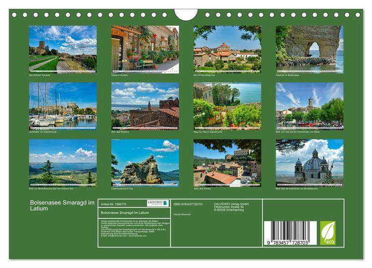 Produktbild: Bolsenasee Smaragd im Latium (Wandkalender 2026 DIN A4 quer), CALVENDO Monatskalender