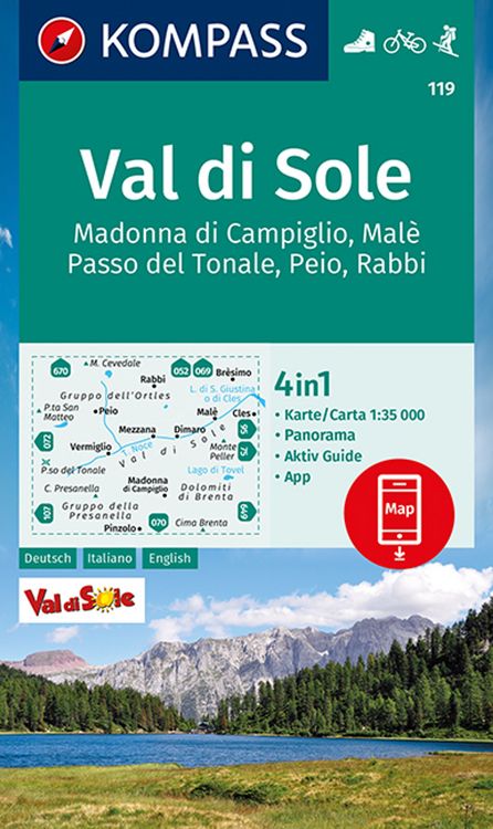 Produktbild: KOMPASS Wanderkarte Val di Sole, Madonna di Campiglio, Mal&egrave;,