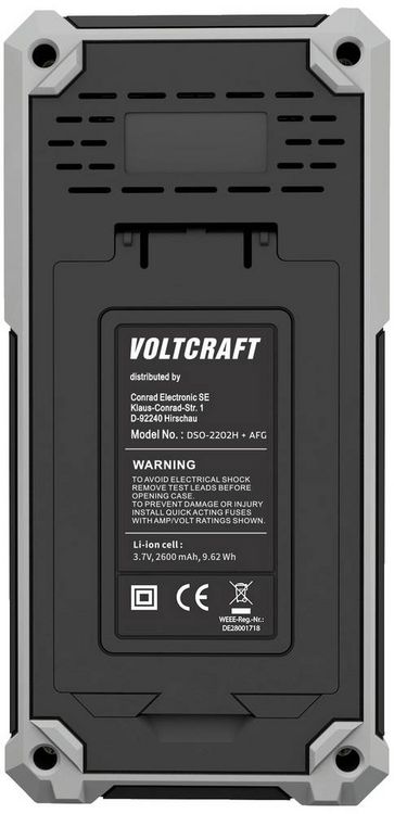 Produktbild: VOLTCRAFT DSO-2202H + AFG Hand-Oszilloskop 200 MHz 2-Kanal 1 GSa/s 8 kpts 8 Bit Handger&auml;t 1 St.