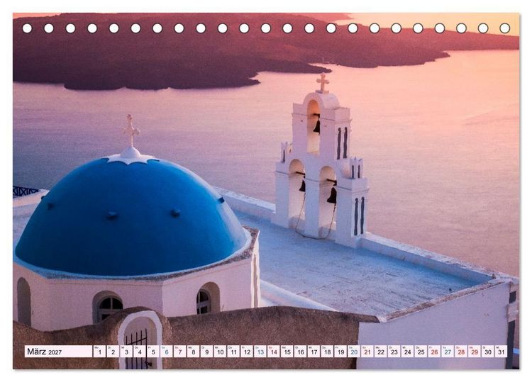 Produktbild: Santorini - Insel im Licht der &Auml;g&auml;is (Tischkalender 2027 DIN A5 quer), CALVENDO Monatskalender