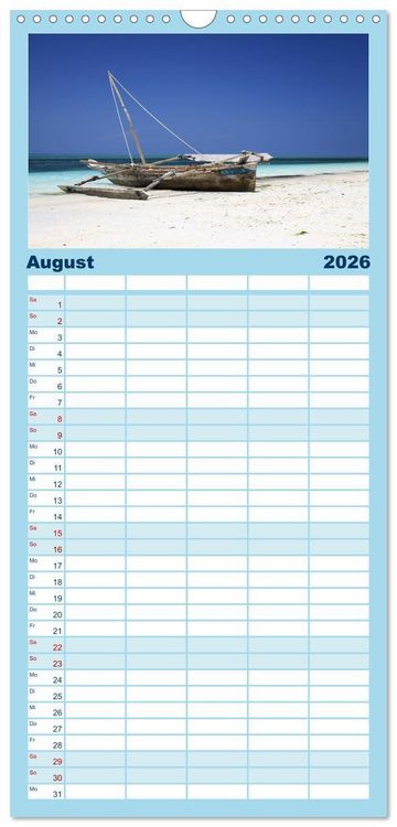 Produktbild: Familienplaner 2026 - Sansibar mit 5 Spalten (Wandkalender, 21 x 45 cm) CALVENDO