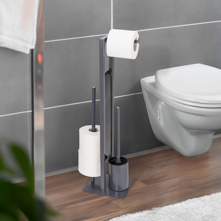 Produktbild: Stand WC-Garnitur Mod. Rivalta Grau, Platte aus Sicherheitsglas