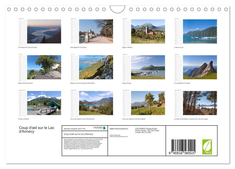 Produktbild: Coup d'&oelig;il sur le Lac d'Annecy (Calendrier mural 2026 DIN A4 vertical), CALVENDO calendrier mensuel