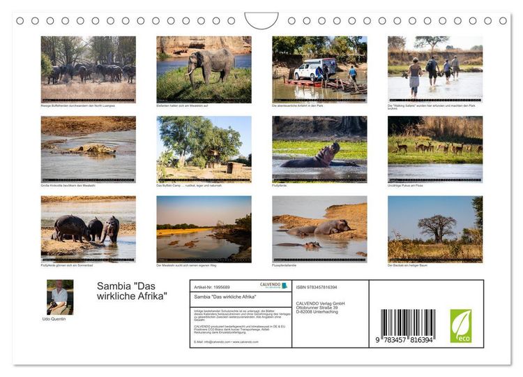 Produktbild: Sambia "Das wirkliche Afrika" (Wandkalender 2026 DIN A4 quer), CALVENDO Monatskalender