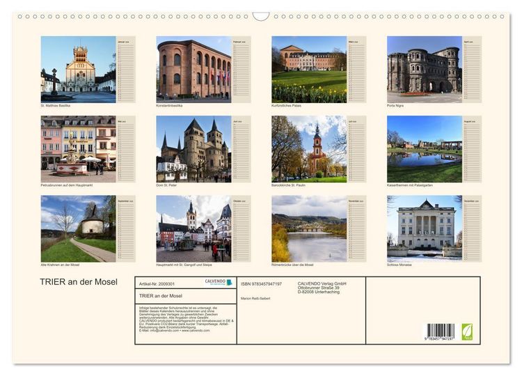 Produktbild: TRIER an der Mosel (Wandkalender 2026 DIN A2 quer), CALVENDO Monatskalender