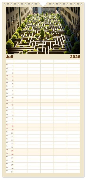 Produktbild: Familienplaner 2026 - Labyrinth Universum mit 5 Spalten (Wandkalender, 21 x 45 cm) CALVENDO