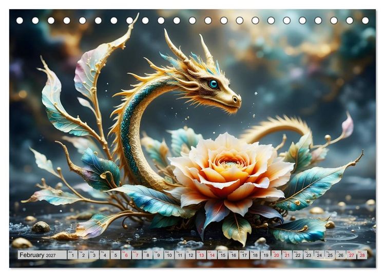 Produktbild: Lotus blossom dragons (Desk Calendar 2027 DIN A5 landscape), CALVENDO 12 Month DeskCalendar