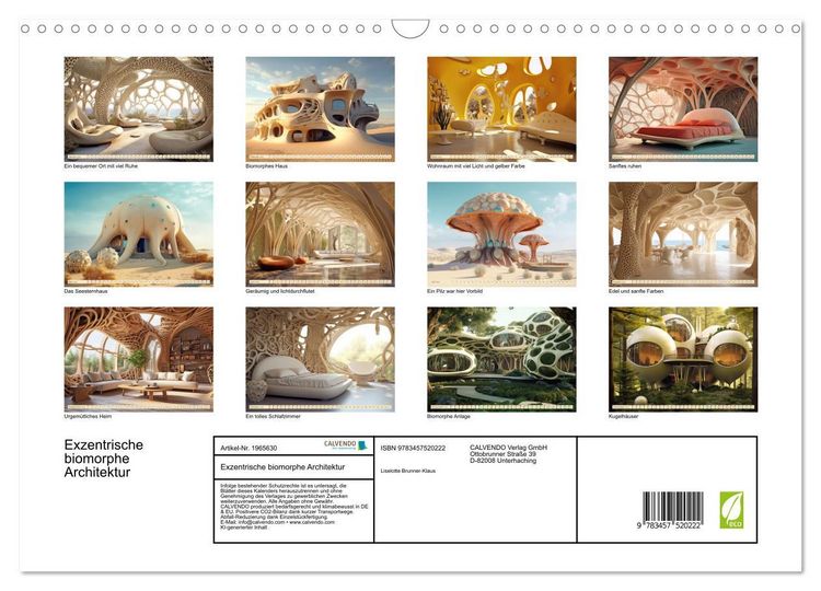 Produktbild: Exzentrische biomorphe Architektur (Wandkalender 2026 DIN A3 quer), CALVENDO Monatskalender