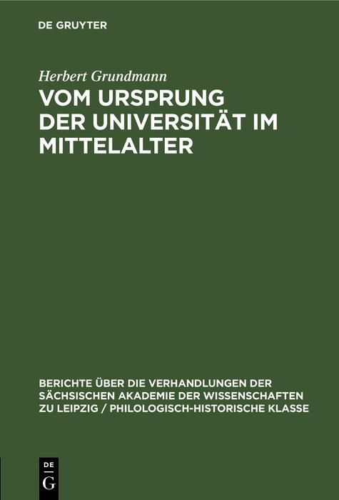 Produktbild: Vom Ursprung der Universit&auml;t im Mittelalter