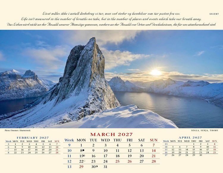 Produktbild: Panorama Norwegen 2027 Tischkalender