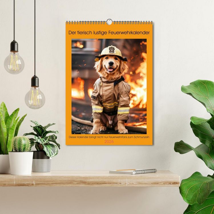 Produktbild: Der tierisch lustige Feuerwehrkalender (Wandkalender 2026 DIN A3 hoch), CALVENDO Monatskalender