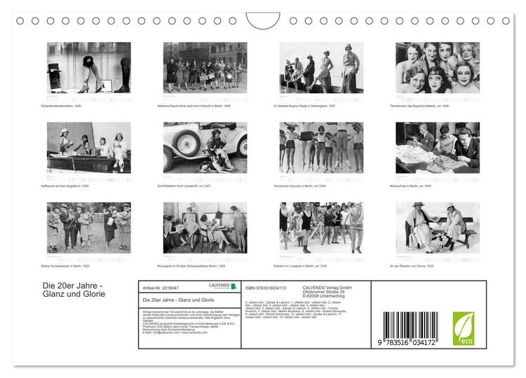 Produktbild: Die 20er Jahre - Glanz und Glorie (Wandkalender 2026 DIN A4 quer), CALVENDO Monatskalender