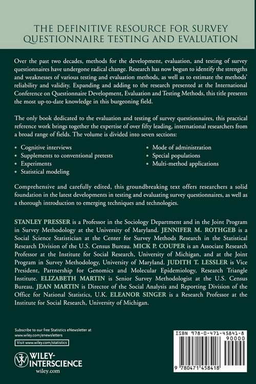 Produktbild: Methods for Testing and Evaluating Survey Questionnaires