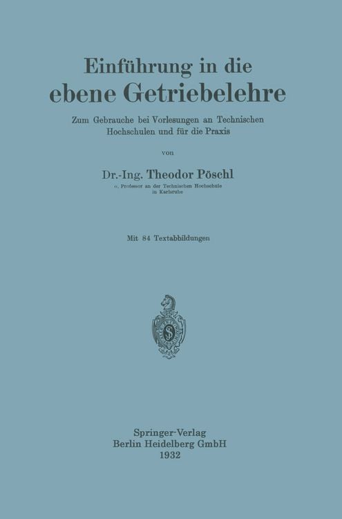 Produktbild: Einf&uuml;hrung in die ebene Getriebelehre