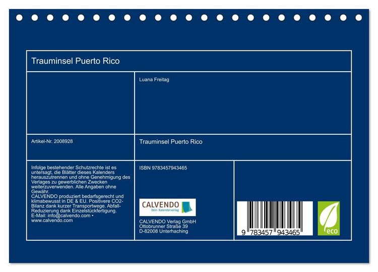 Produktbild: Trauminsel Puerto Rico (Tischkalender 2026 DIN A5 quer), CALVENDO Monatskalender