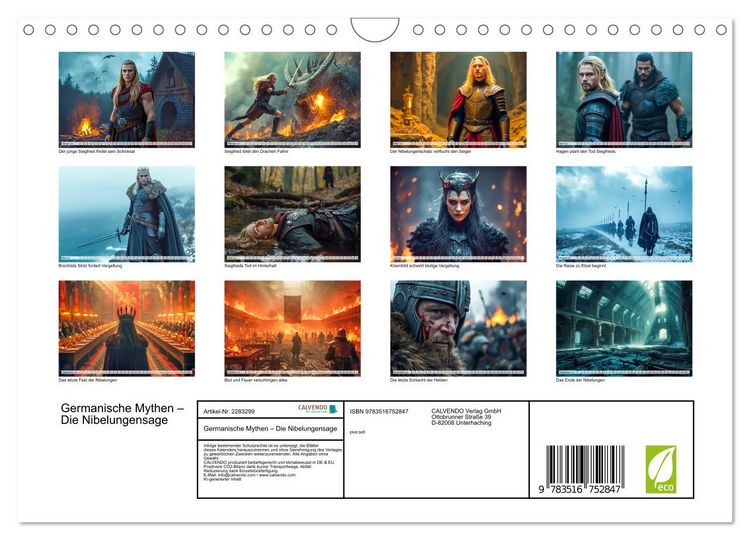 Produktbild: Germanische Mythen &ndash; Die Nibelungensage (Wandkalender 2027 DIN A4 quer), CALVENDO Monatskalender