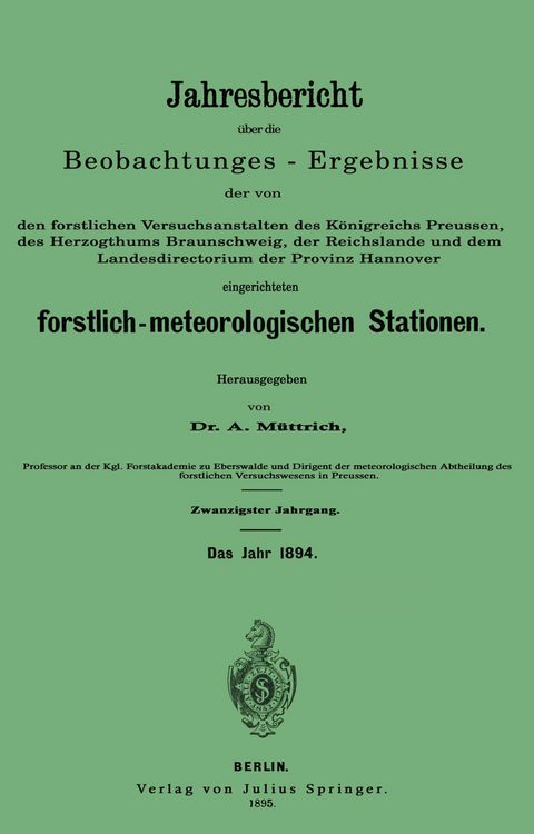 Produktbild: Jahresbericht &uuml;ber die Beobachtungs-Ergebnisse