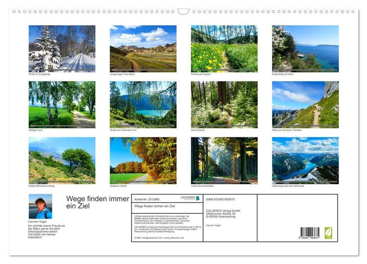 Produktbild: Wege finden immer ein Ziel (Wandkalender 2026 DIN A2 quer), CALVENDO Monatskalender