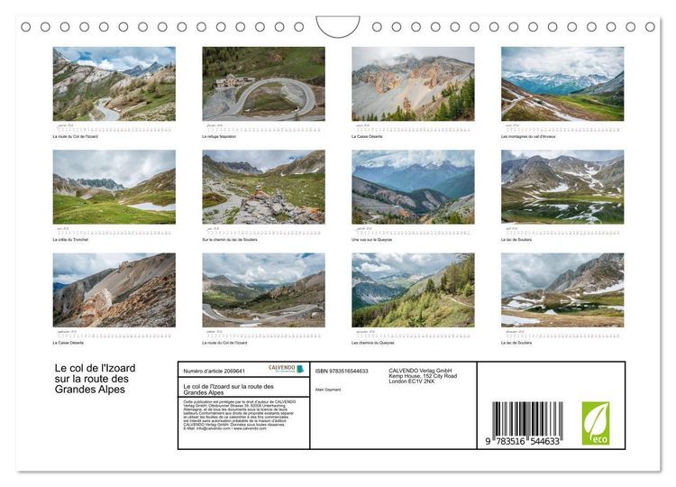 Produktbild: Le col de l'Izoard sur la route des Grandes Alpes (Calendrier mural 2026 DIN A4 vertical), CALVENDO calendrier mensuel