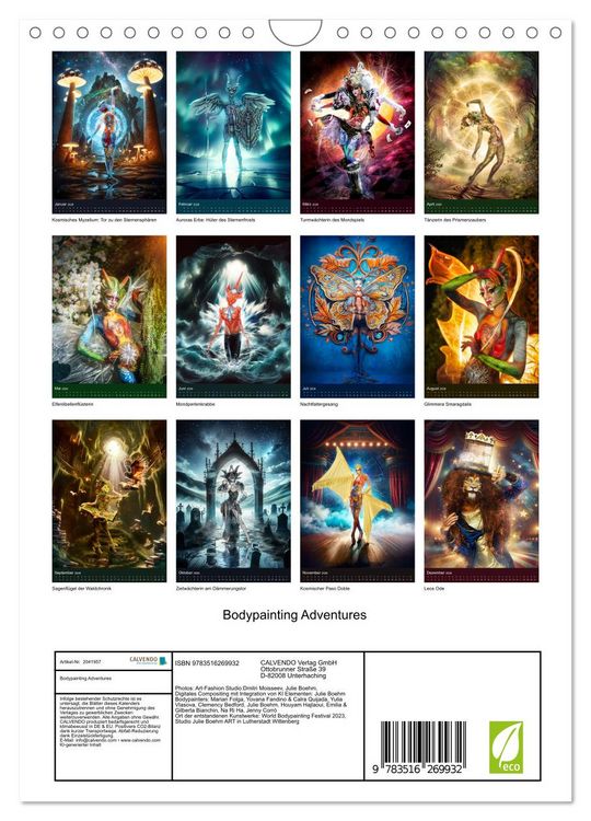Produktbild: Bodypainting Adventures (Wandkalender 2026 DIN A4 hoch), CALVENDO Monatskalender