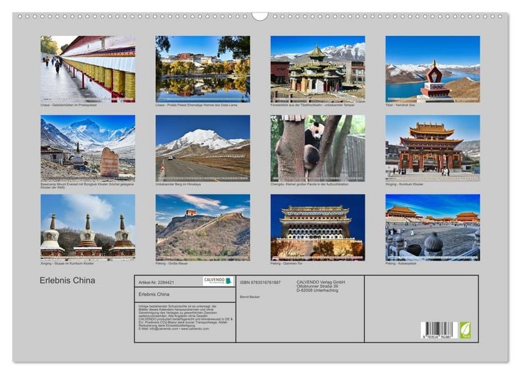 Produktbild: Erlebnis China (Wandkalender 2027 DIN A2 quer), CALVENDO Monatskalender