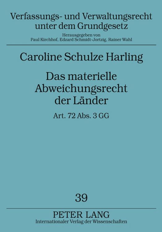 Produktbild: Das materielle Abweichungsrecht der L&auml;nder