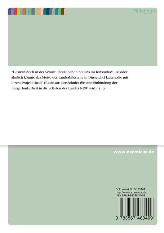Produktbild: M&ouml;glichkeiten und Grenzen der Medienerziehung an einer Sonderschule f&uuml;r Lernbehinderte am Beispiel des Experiments "Sch&uuml;ler machen Radio"