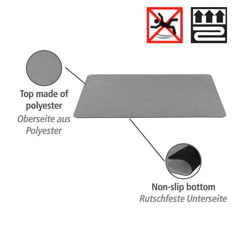 Produktbild: Schnelltrocknende Badematte Grau, aus 100 % Polyester