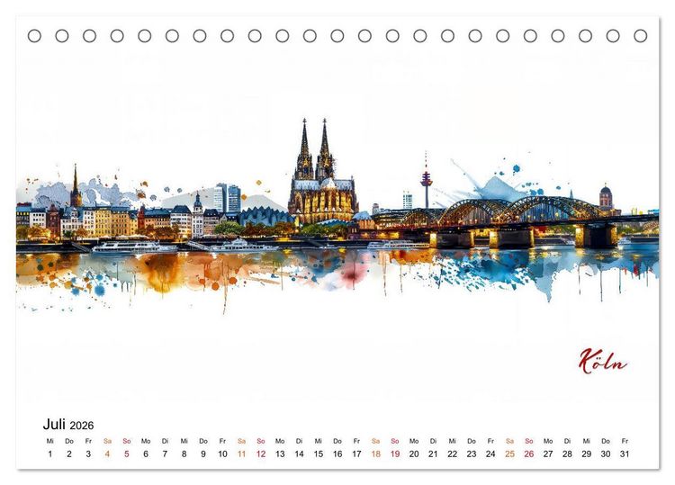 Produktbild: Skylines exklusiv (Tischkalender 2026 DIN A5 quer), CALVENDO Monatskalender