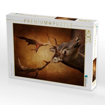 Produktbild: CALVENDO Puzzle Der Hirsch mit dem goldenen Geweih | 1000 Teile Lege-Gr&ouml;&szlig;e 64x48cm Foto-Puzzle f&uuml;r gl&uuml;ckliche Stunden