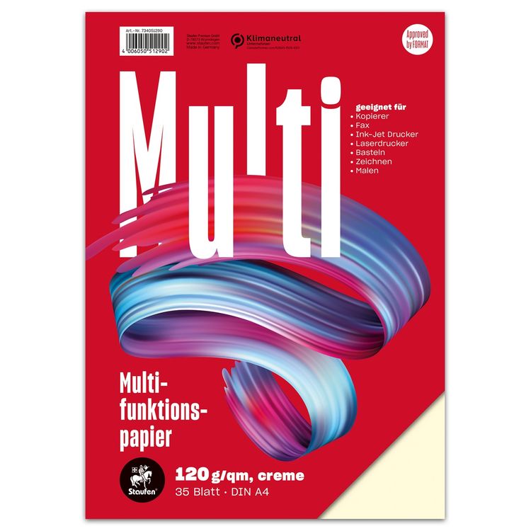Produktbild: Staufen Multifunktionspapier 35 Blatt 120g/m&sup2; creme DIN A4