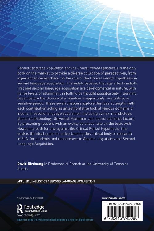 Produktbild: Second Language Acquisition and the Critical Period Hypothesis