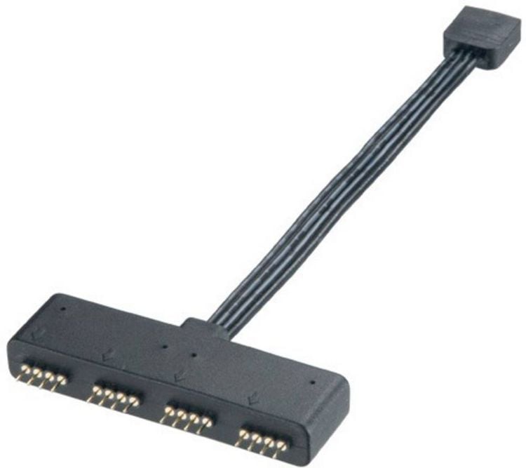 Produktbild: Computer Anschlusskabel [1x RGB LED Stecker - 4x RGB LED Buchse] 0.10 m Schwarz Akasa